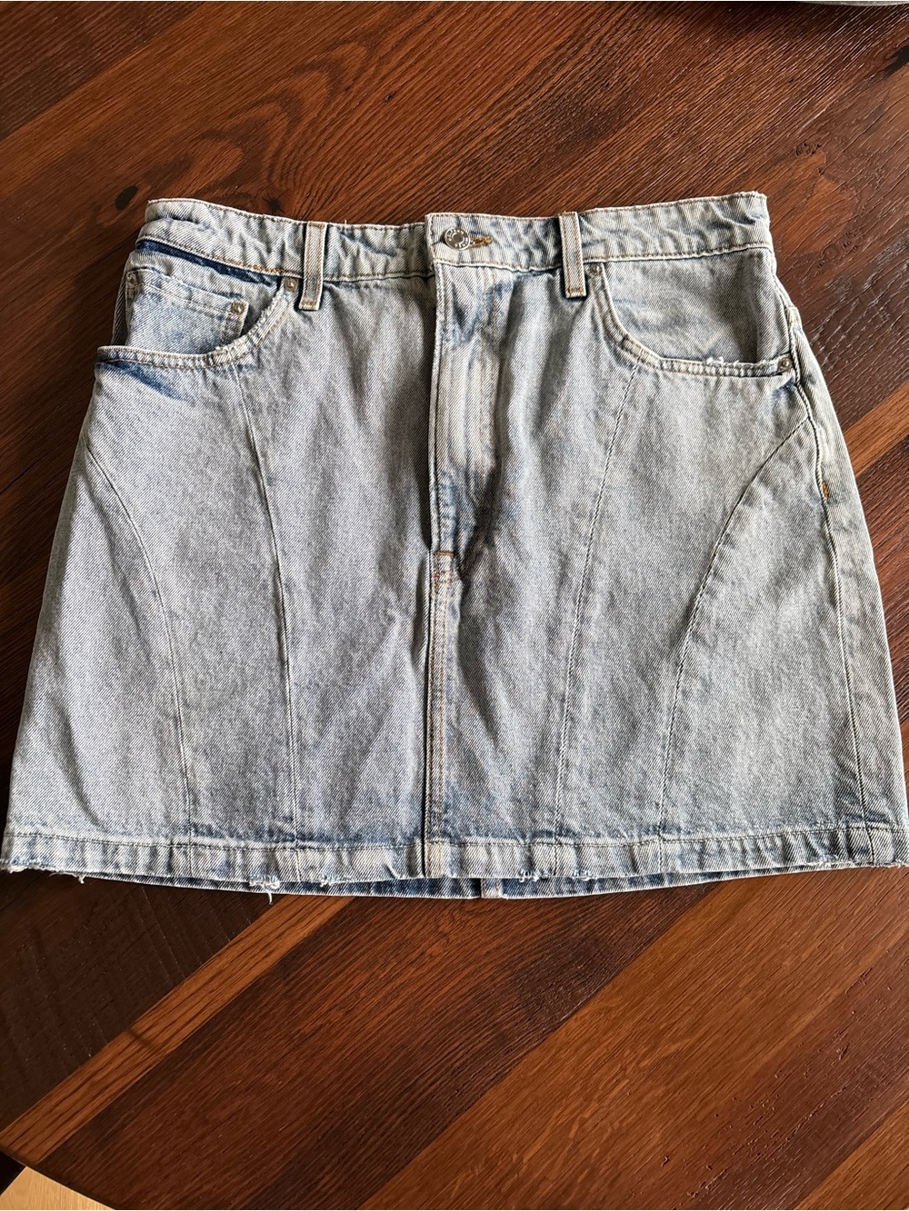 GRLFRND Distressed Denim Mini Skirt, Faded, Gemma Corset Festival,  Cowgirl, 30
